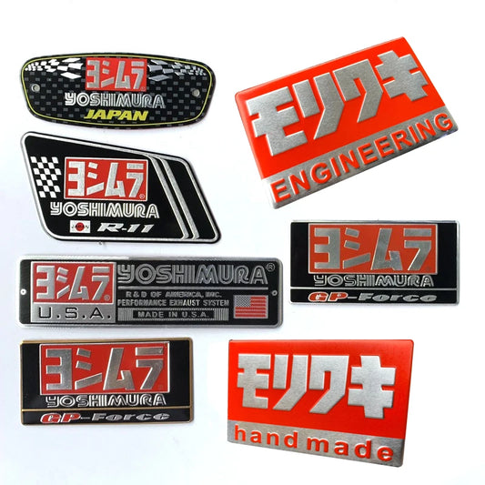 10PCS Wholesale Yoshimura Motorcycle Exhaust Pipe Decoration Sticker Aluminum 3D Decal Bicycle Funny Motor Bike Cool Personality